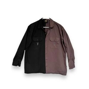 Tres Rasche Designer 50/50 Color Block Button Front Shirt (Très Rasché) Mens M